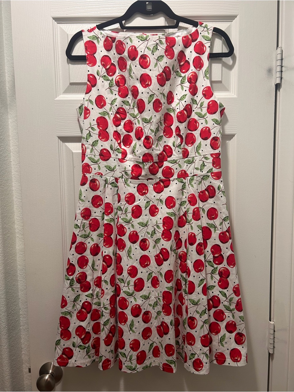 🍒☀️🍒Melissa White Midi Red Cherry Print Dress 🍒☀️🍒 - Picture 5 of 12